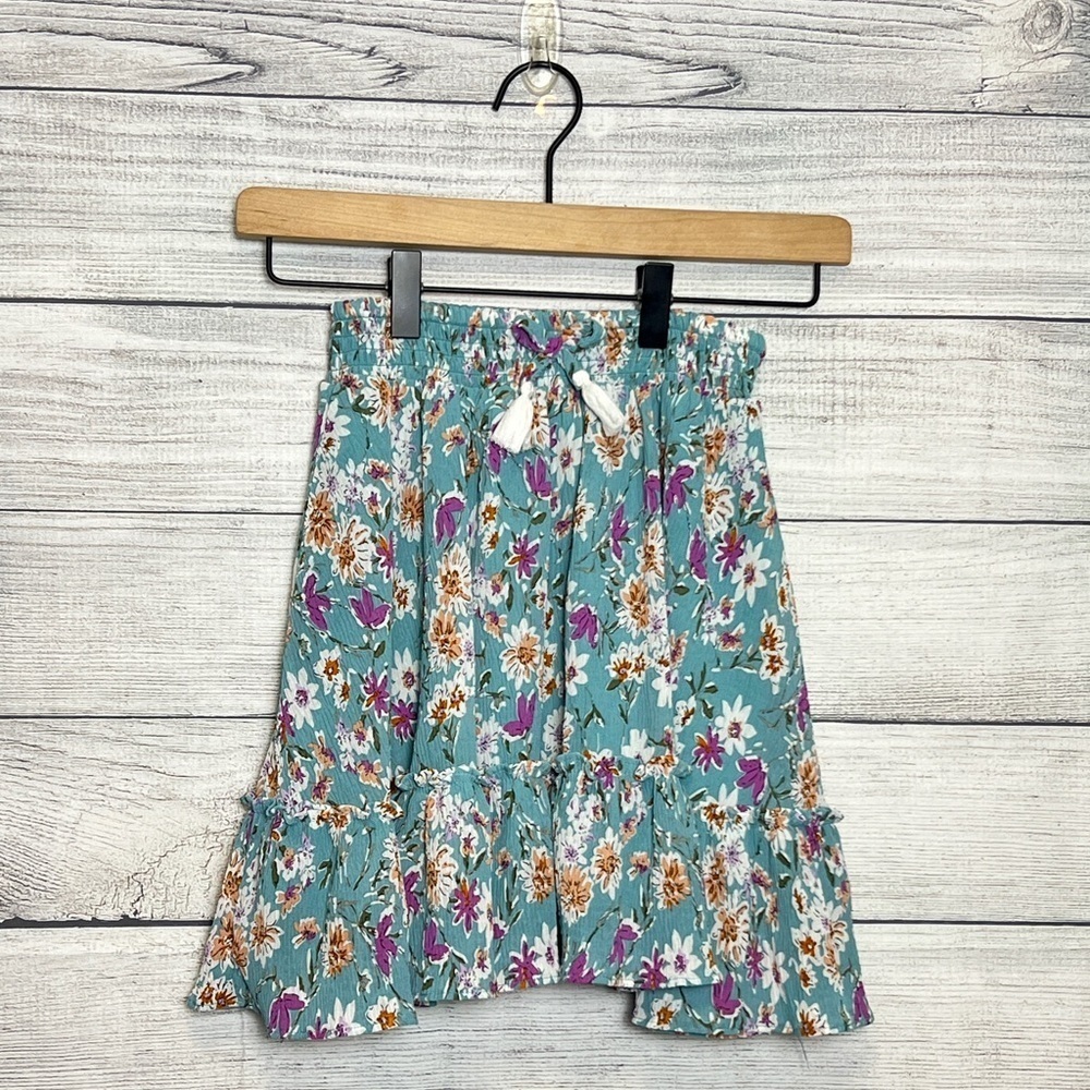 NWOT KIDPIK MEADOW FLORAL CRINKLE RUFFLE HEM SKIRT - M/10